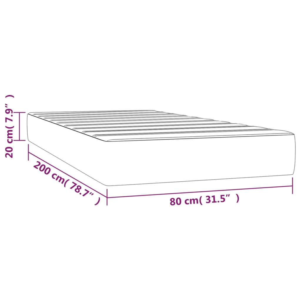 Pocket spring mattress cream 80x200x20 cm fabric