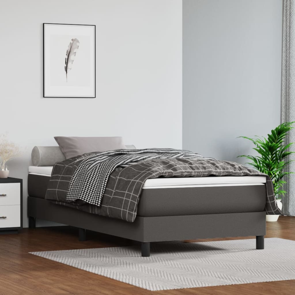 Pocket spring mattress grey 80x200x20 cm artificial leather