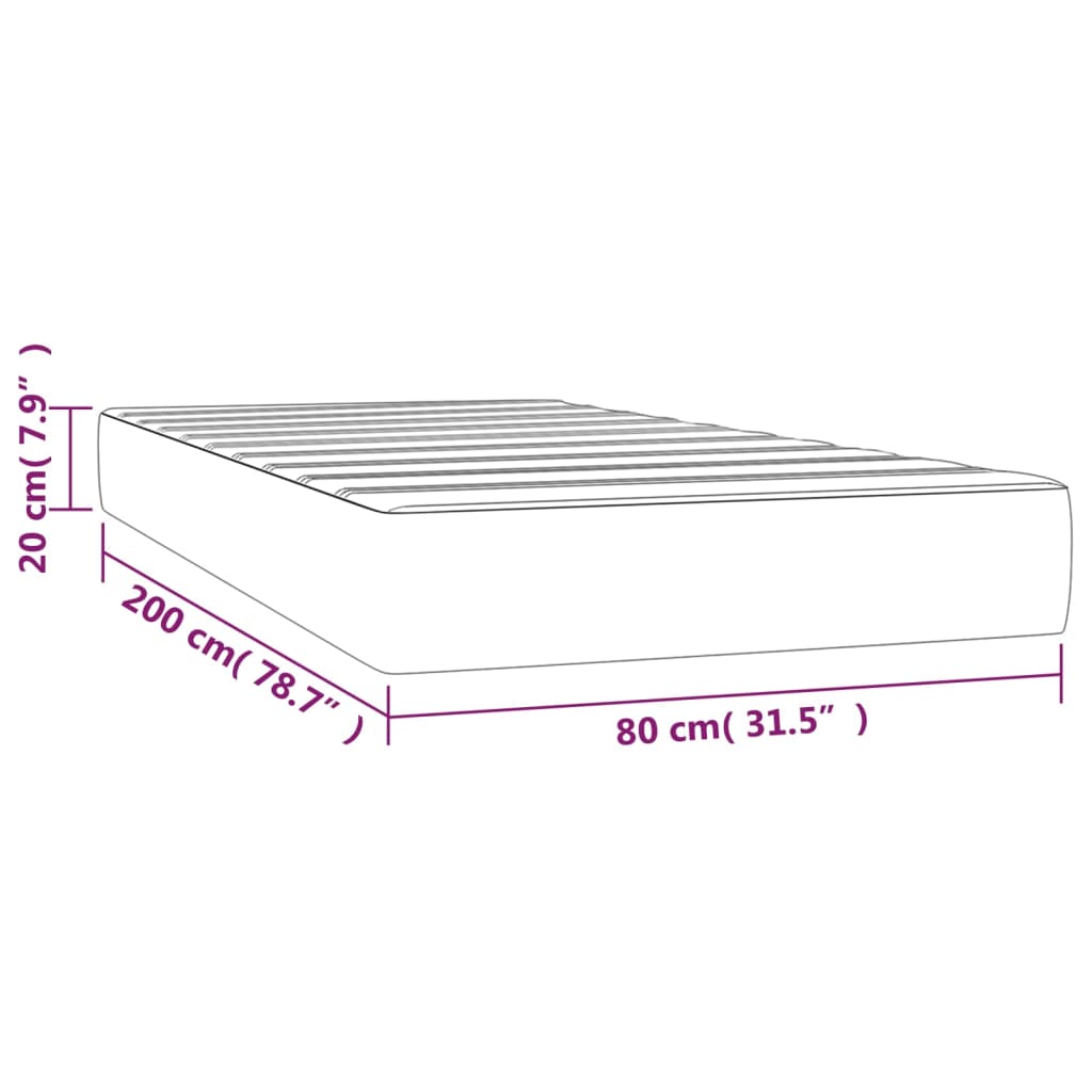 Pocket spring mattress dark blue 80x200x20 cm velvet