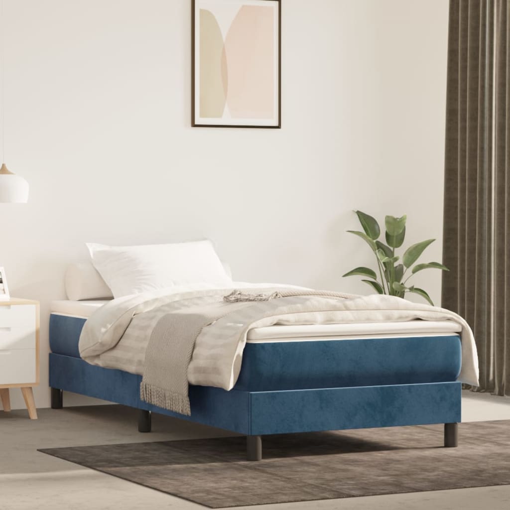 Pocket spring mattress dark blue 80x200x20 cm velvet