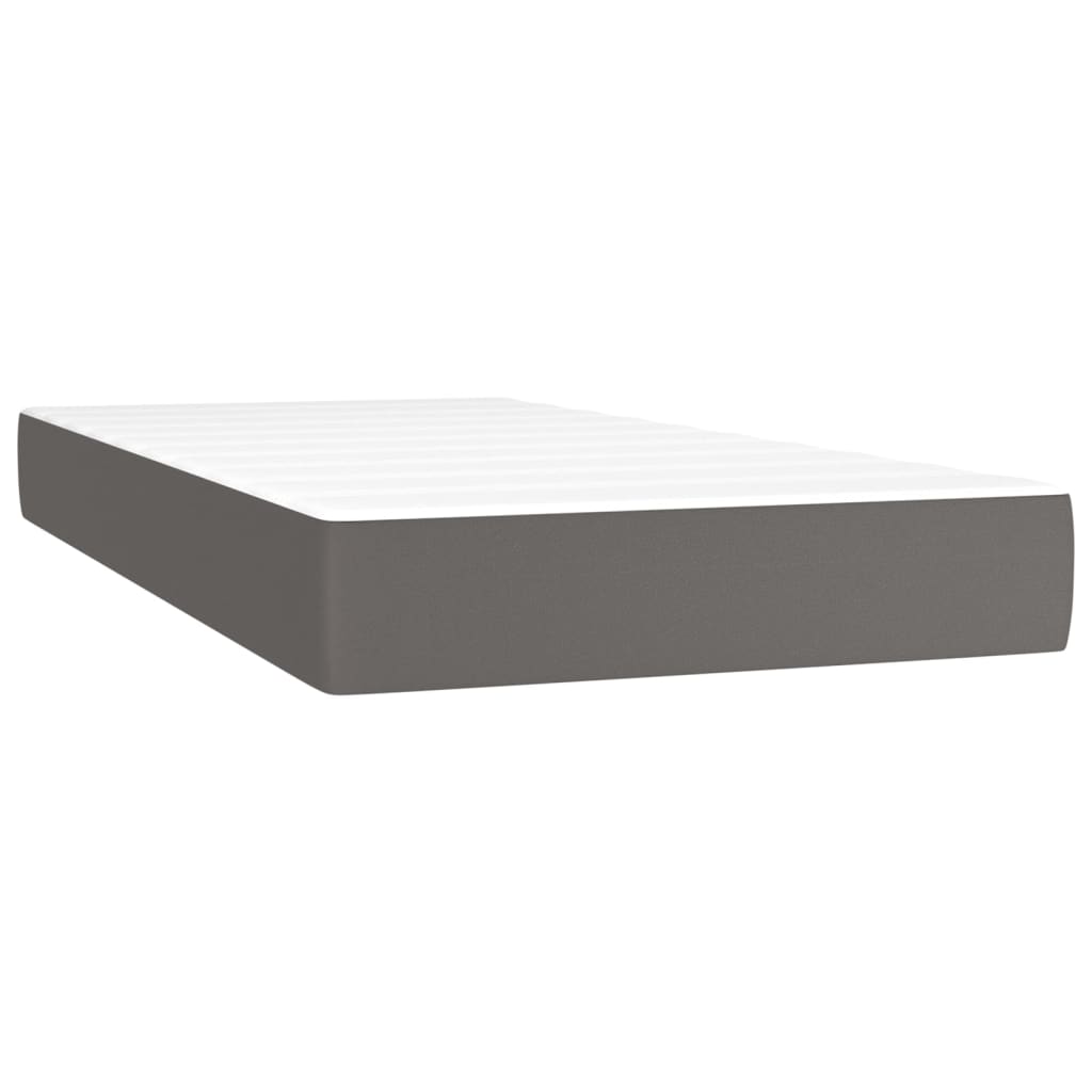 Pocket spring mattress grey 90x190x20 cm artificial leather
