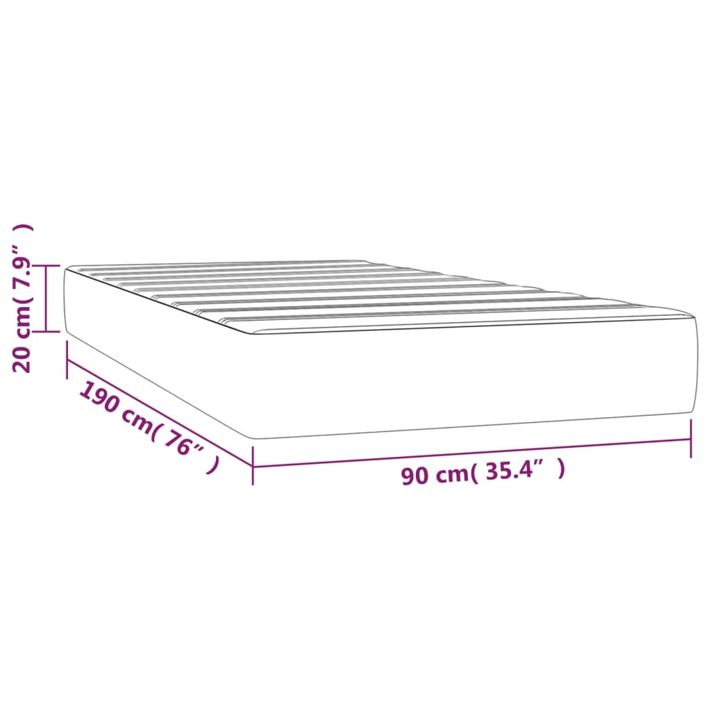 Pocket spring mattress grey 90x190x20 cm artificial leather
