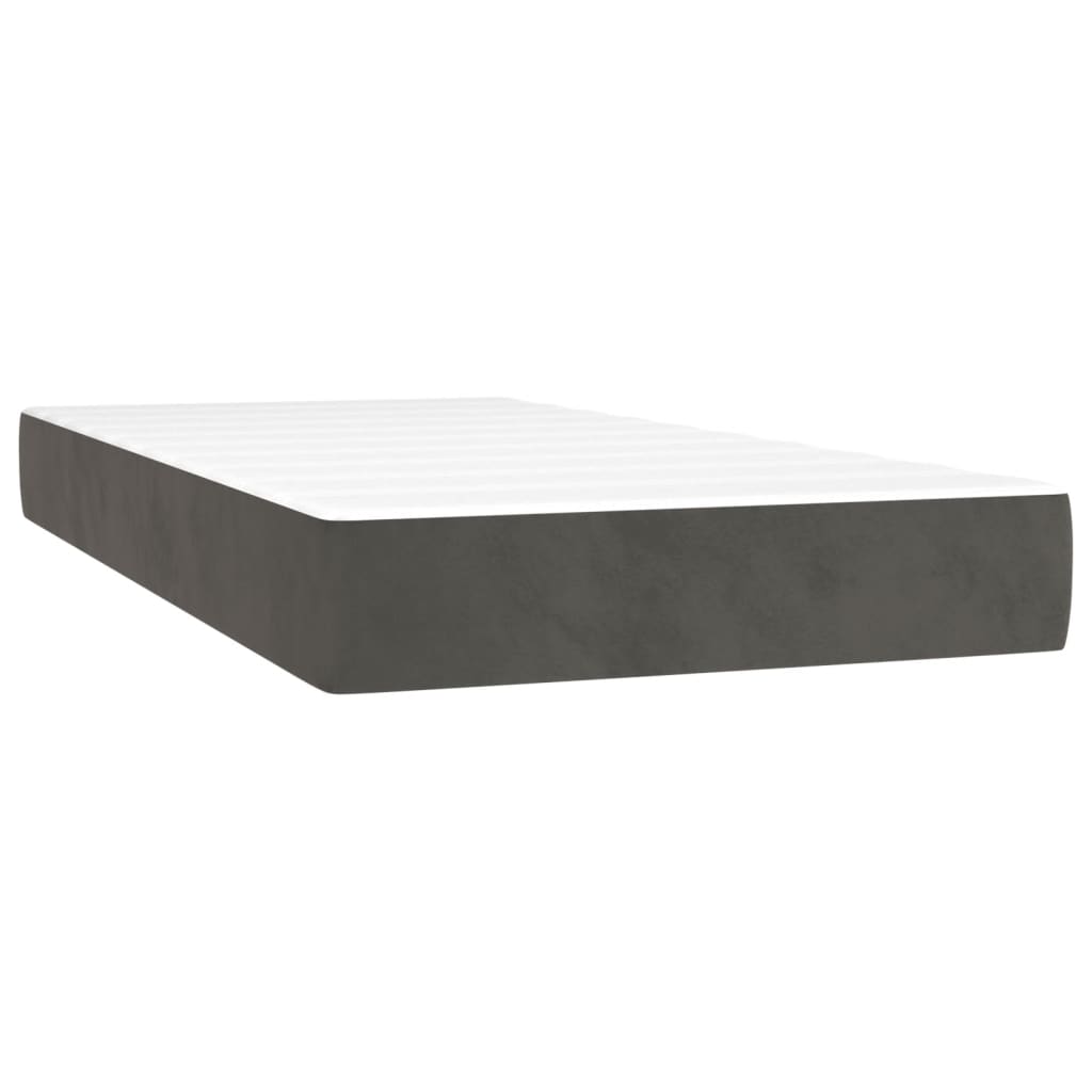 Pocket spring mattress dark grey 90x190x20 cm velvet