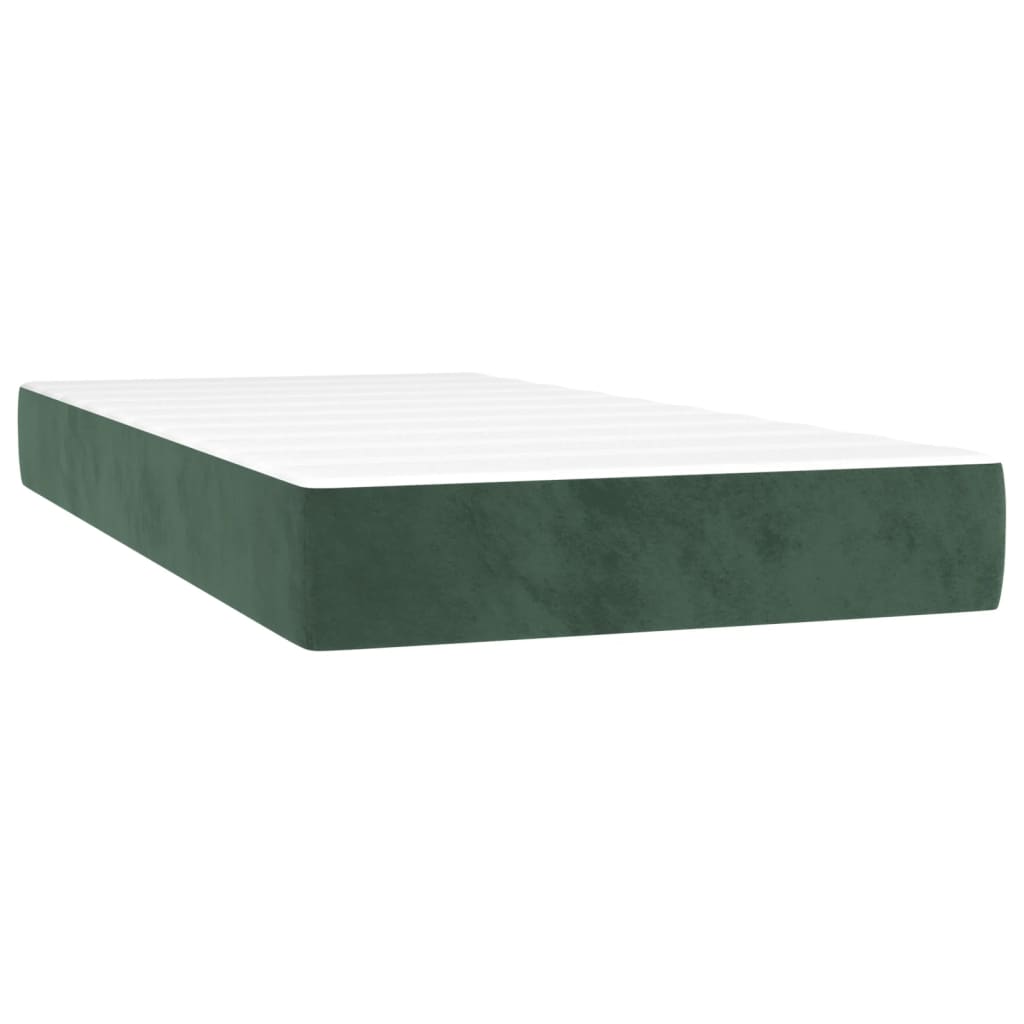 Pocket spring mattress dark green 90x190x20 cm velvet