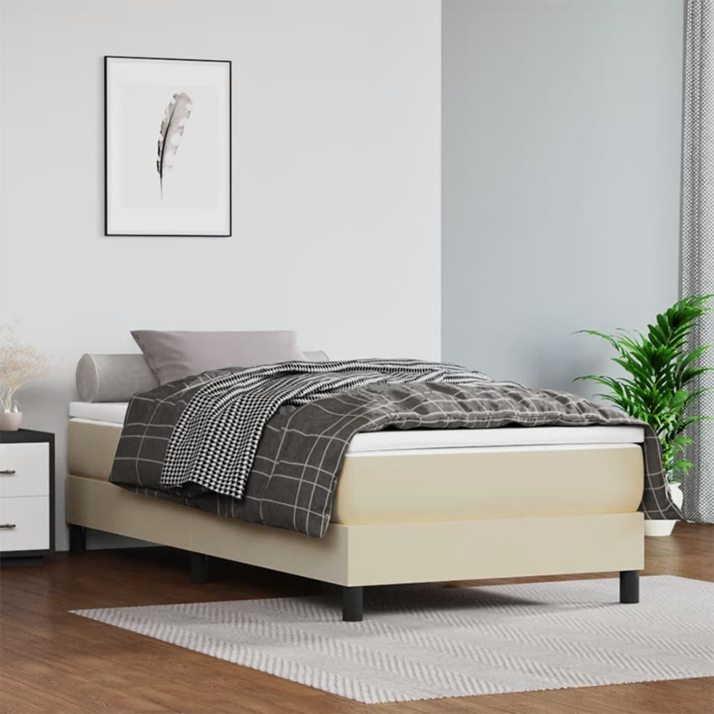 Pocket spring mattress cream 90x200x20 cm artificial leather