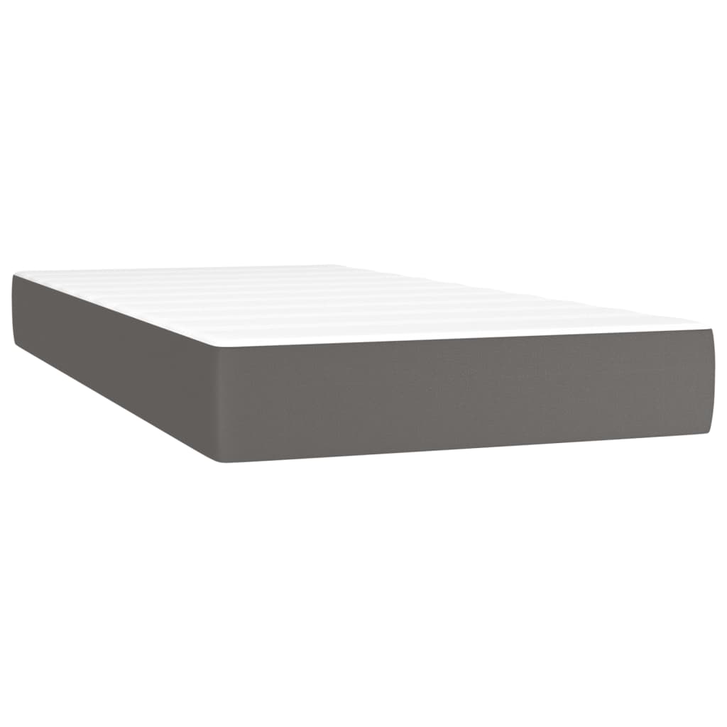Pocket spring mattress grey 90x200x20 cm artificial leather