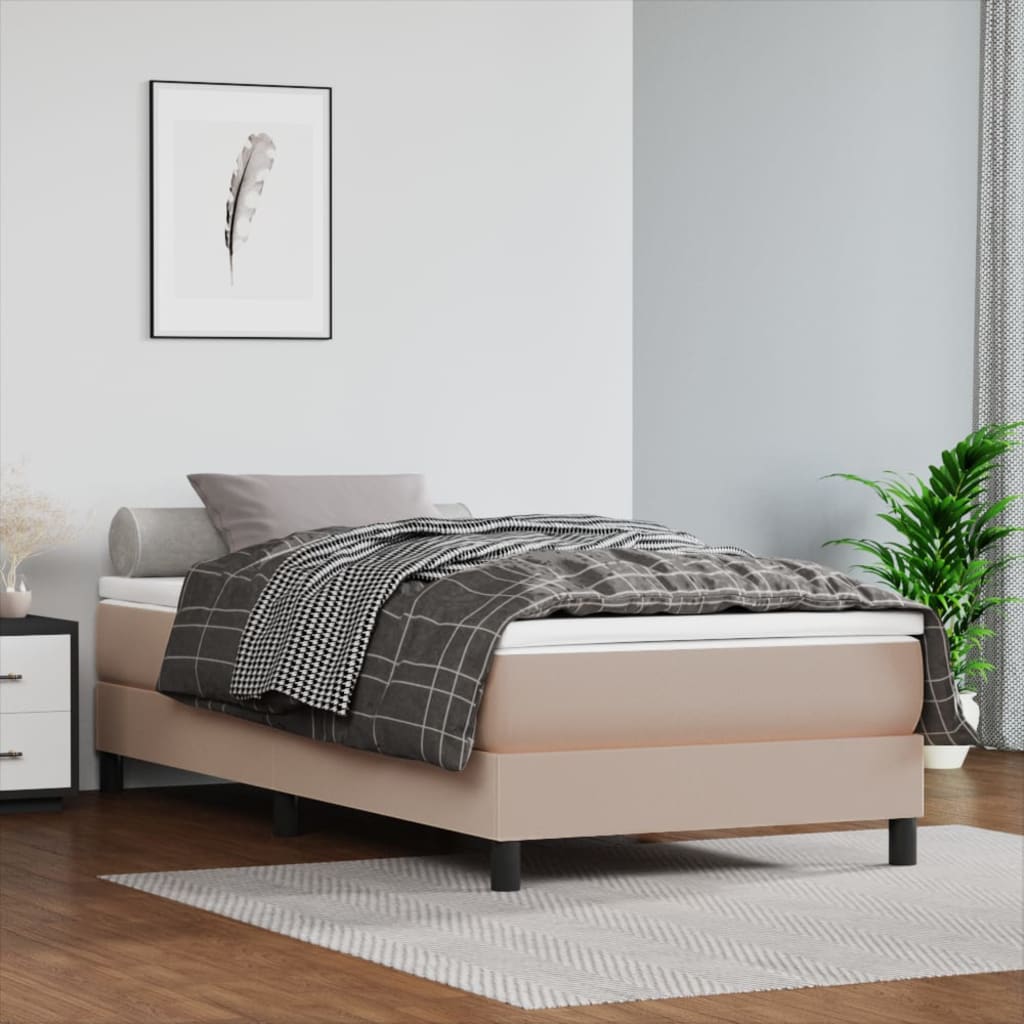 Pocket spring mattress Cappuccino 90x200x20 cm artificial leather