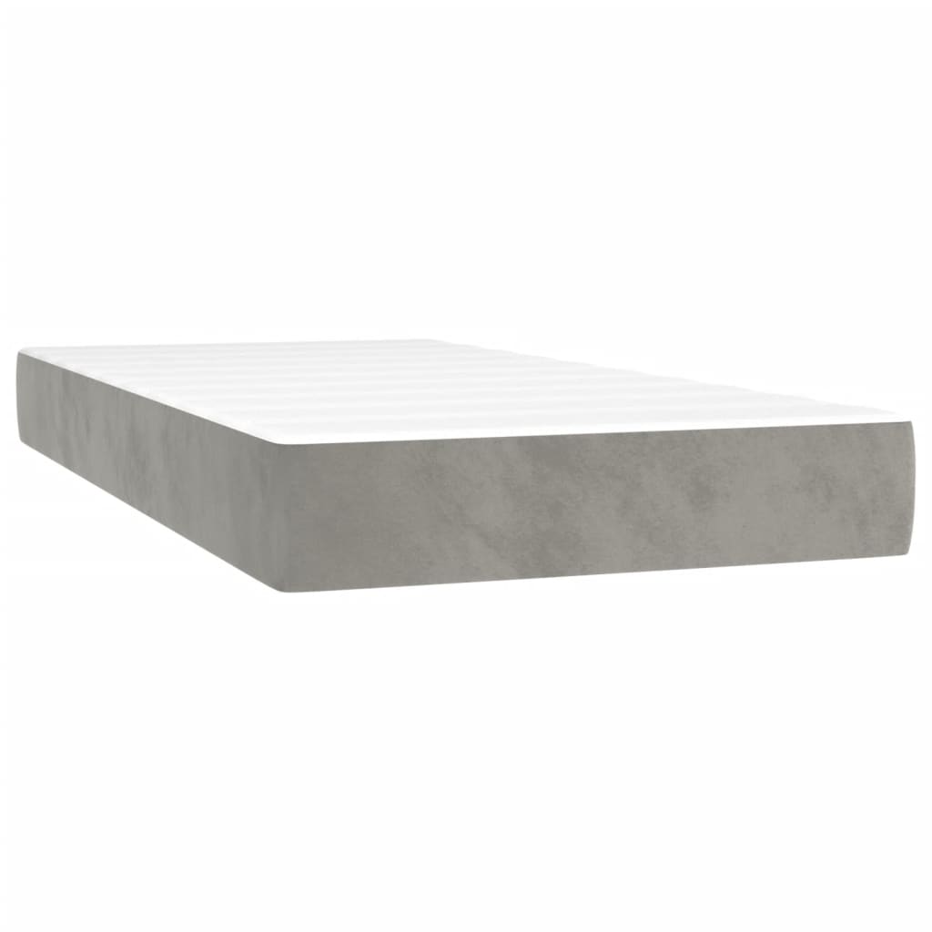 Pocket spring mattress light grey 90x200x20 cm velvet