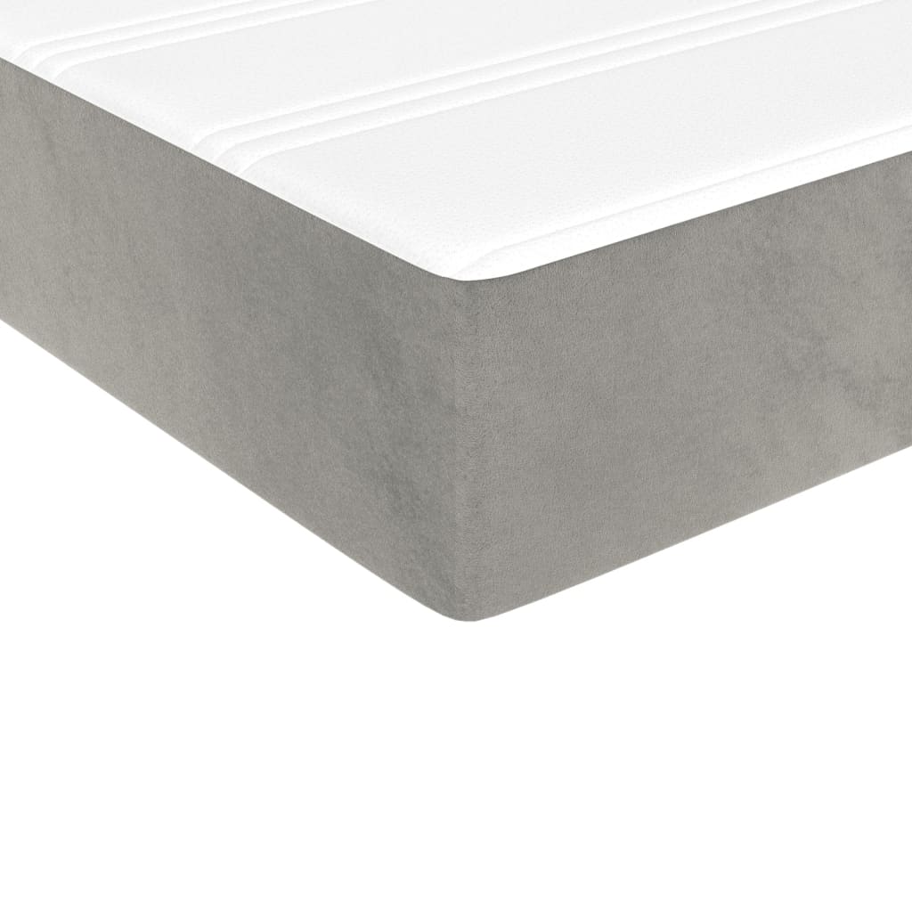 Pocket spring mattress light grey 90x200x20 cm velvet