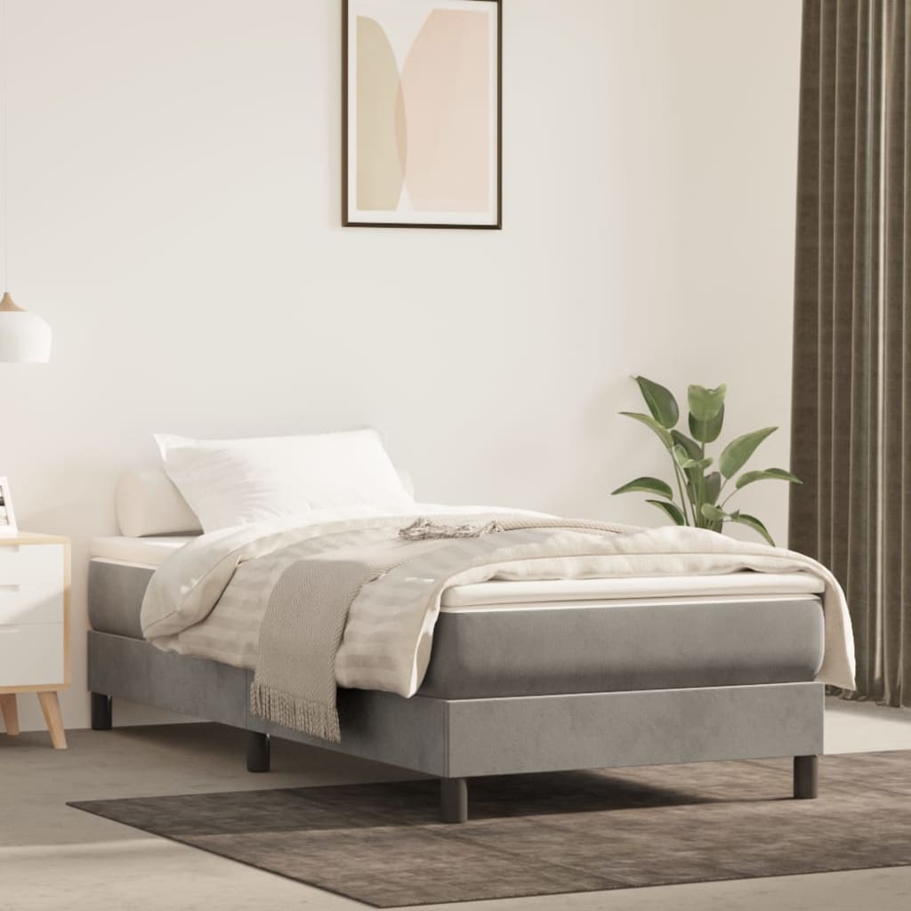 Pocket spring mattress light grey 90x200x20 cm velvet