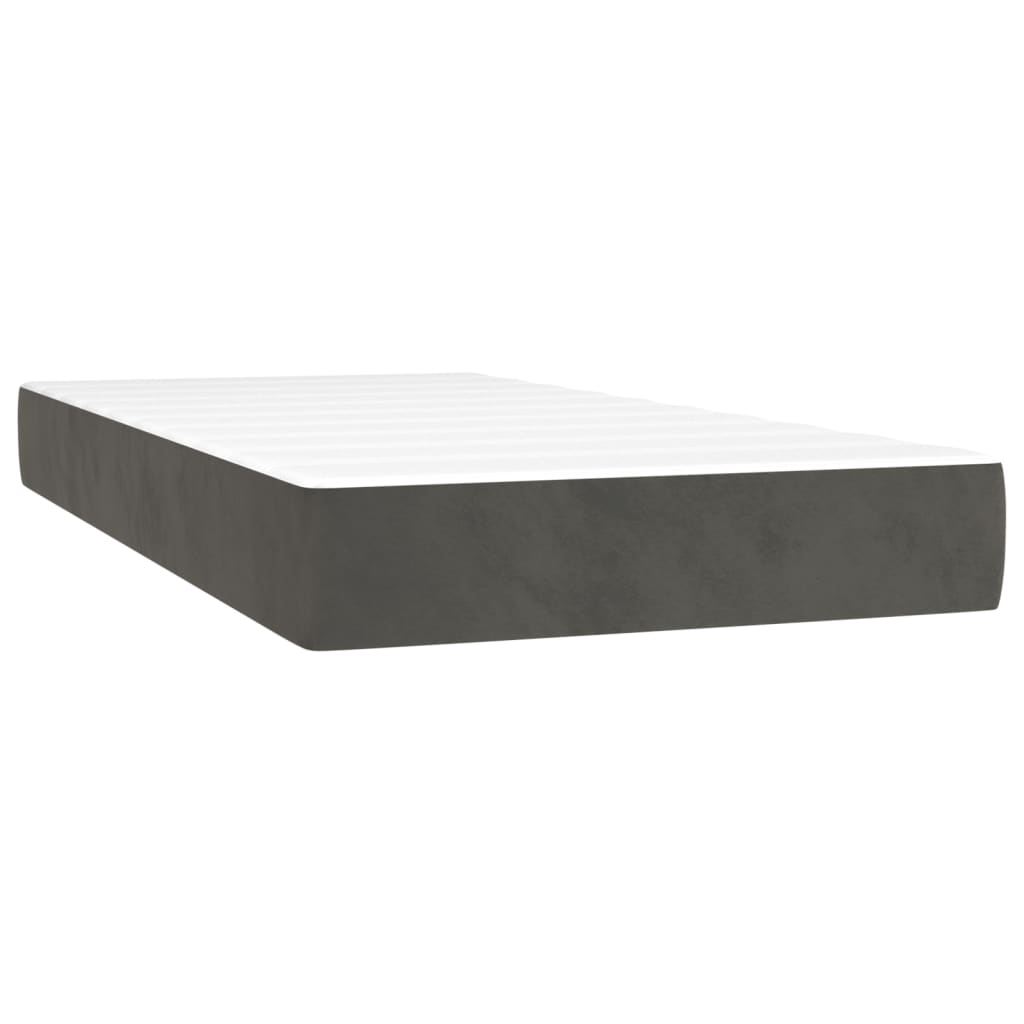 Pocket spring mattress dark grey 90x200x20 cm velvet