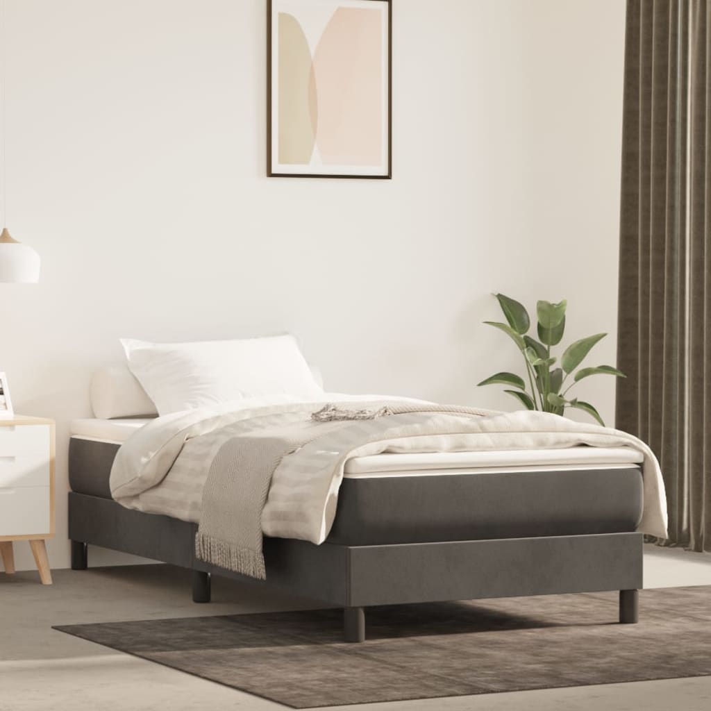 Pocket spring mattress dark grey 90x200x20 cm velvet