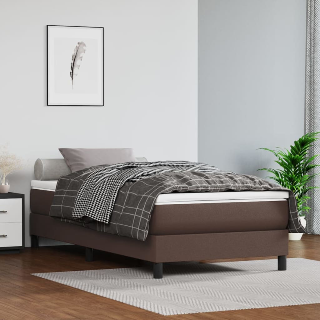 Pocket spring mattress brown 100x200x20 cm artificial leather