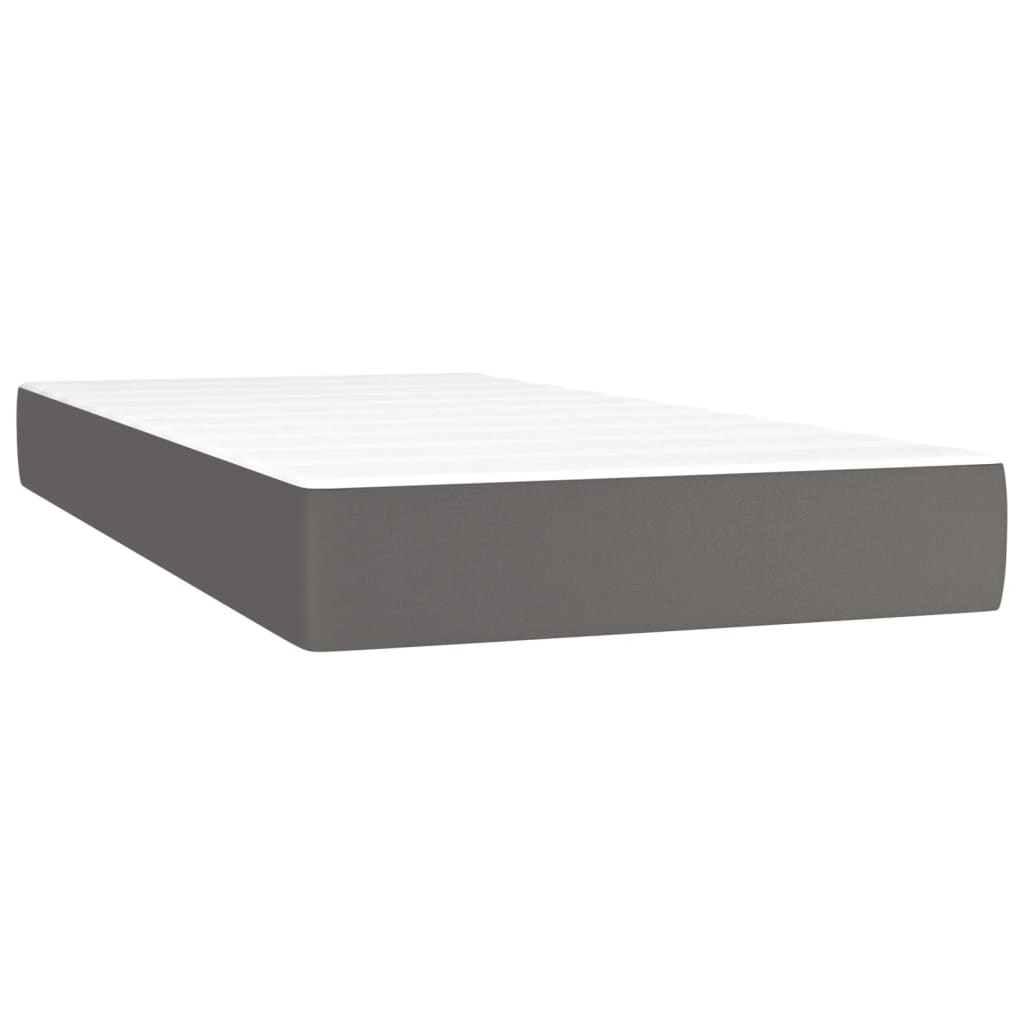 Pocket spring mattress grey 100x200x20 cm artificial leather