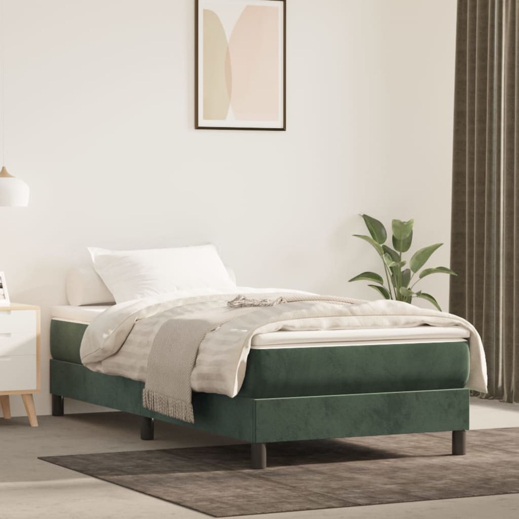 Pocket spring mattress dark green 100x200x20 cm velvet