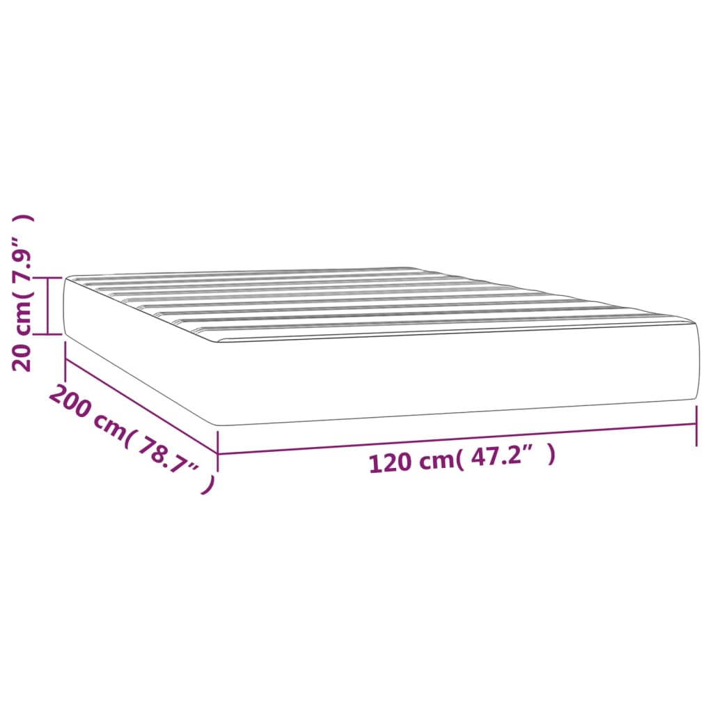 Pocket spring mattress dark grey 120x200x20 cm velvet