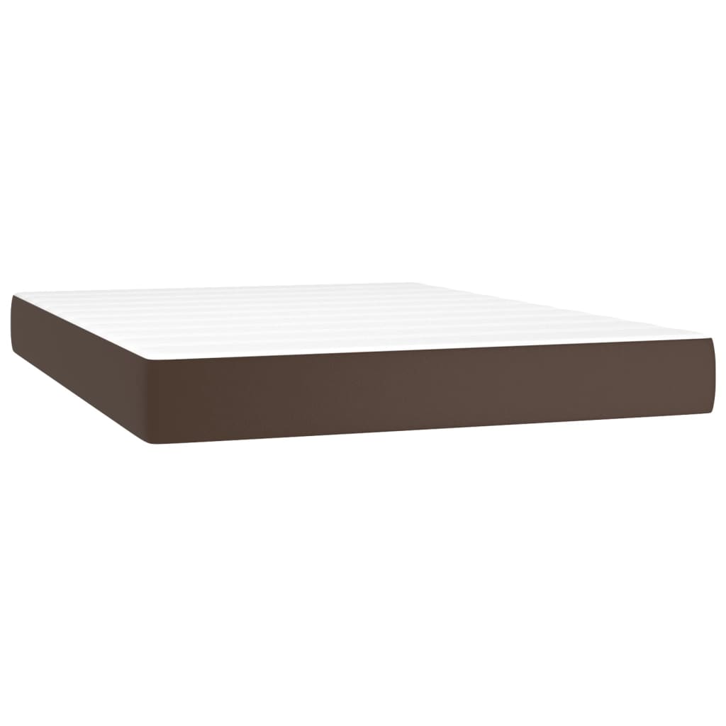 Pocket spring mattress brown 140x190x20 cm artificial leather
