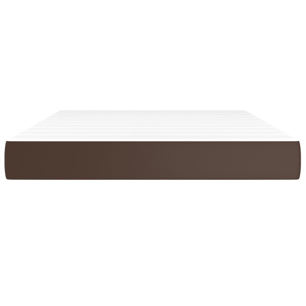 Pocket spring mattress brown 140x190x20 cm artificial leather