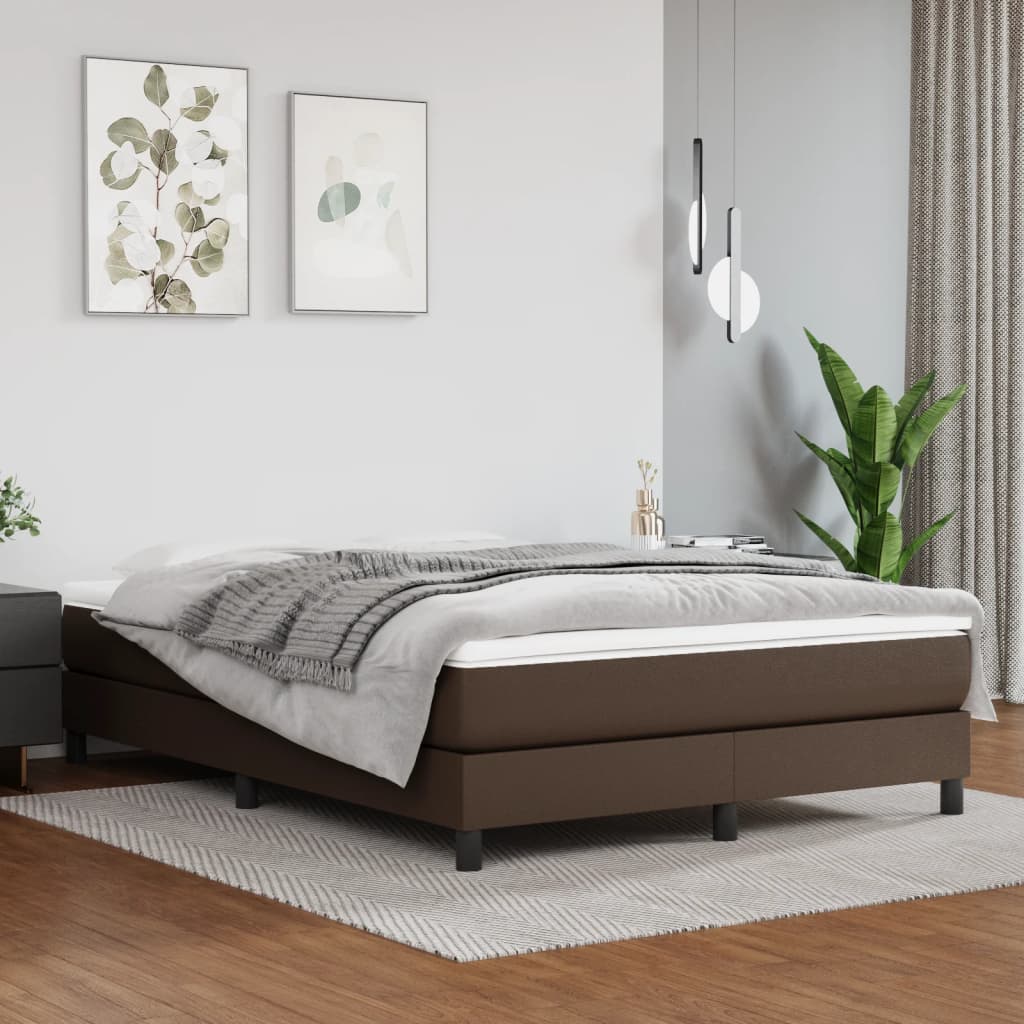 Pocket spring mattress brown 140x190x20 cm artificial leather