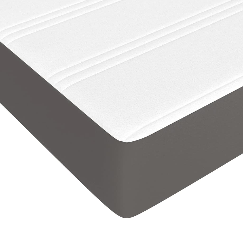 Pocket spring mattress grey 140x190x20 cm artificial leather