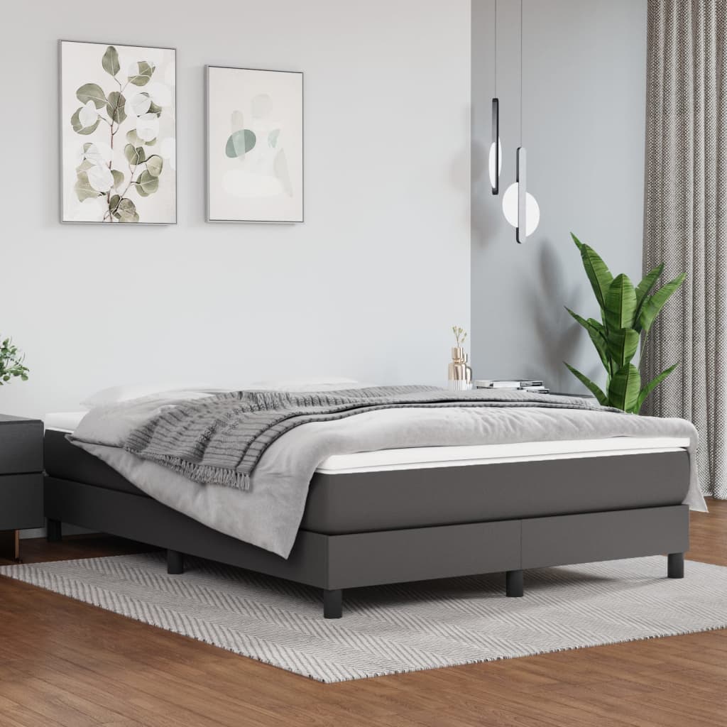 Pocket spring mattress grey 140x190x20 cm artificial leather