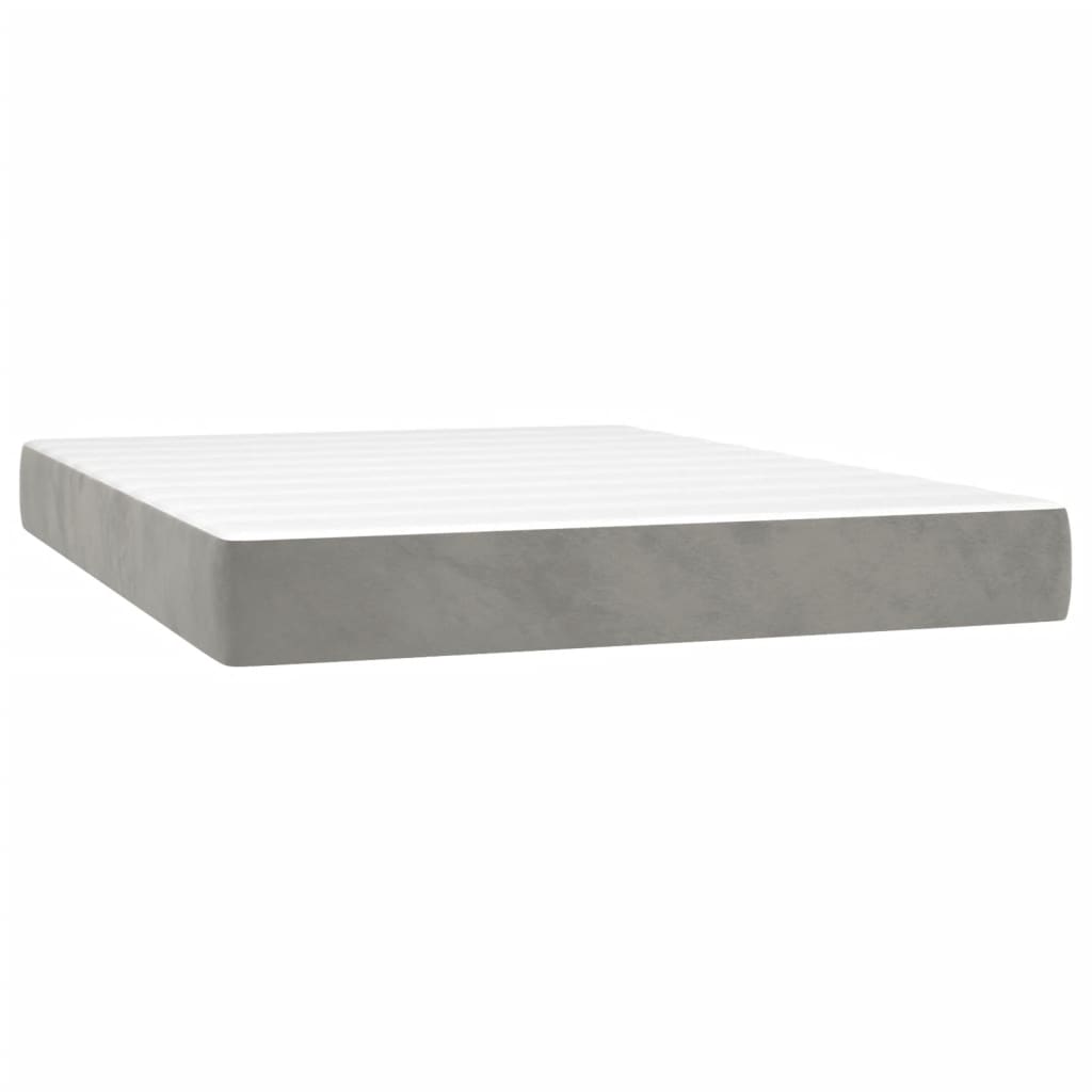 Pocket spring mattress light grey 140x190x20 cm velvet