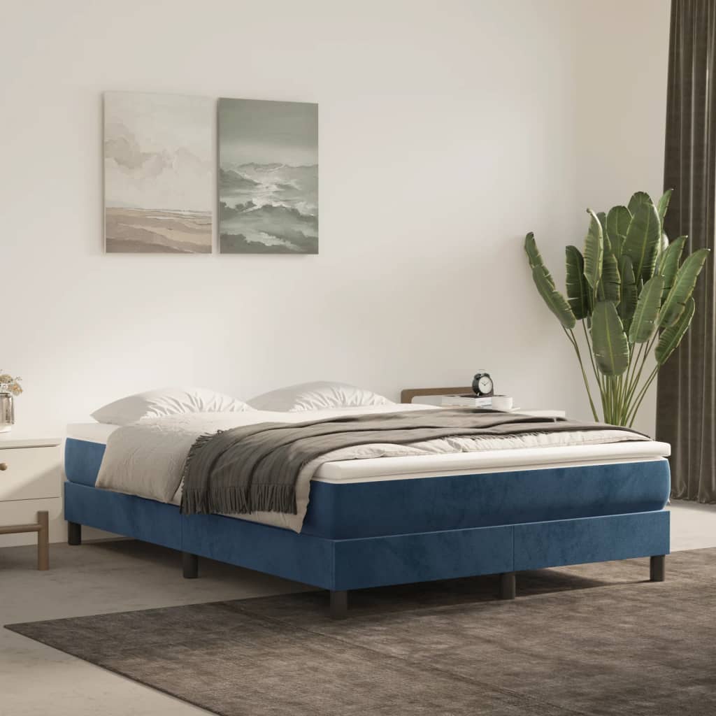 Pocket spring mattress dark blue 140x190x20 cm velvet