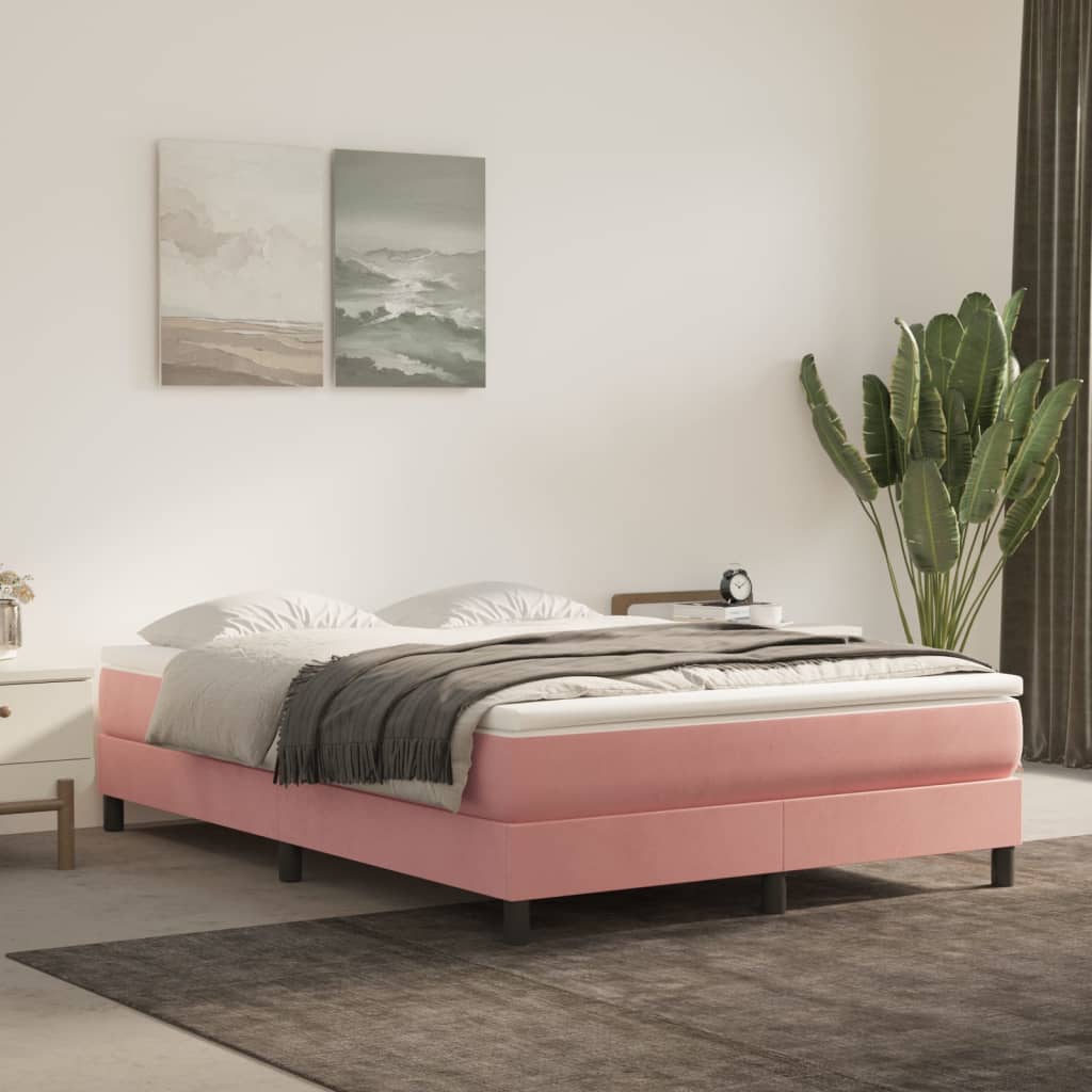 Pocket spring mattress pink 140x190x20 cm velvet