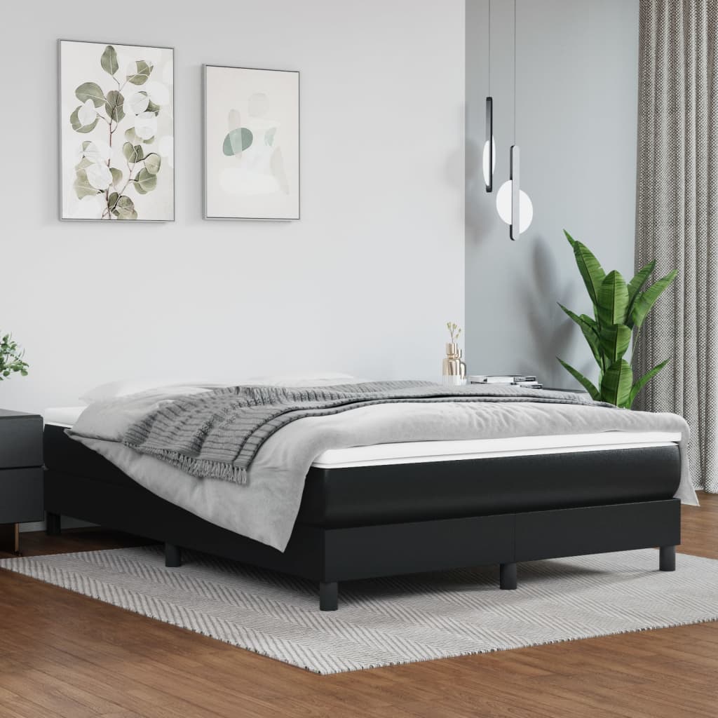 Pocket spring mattress black 140x200x20 cm artificial leather