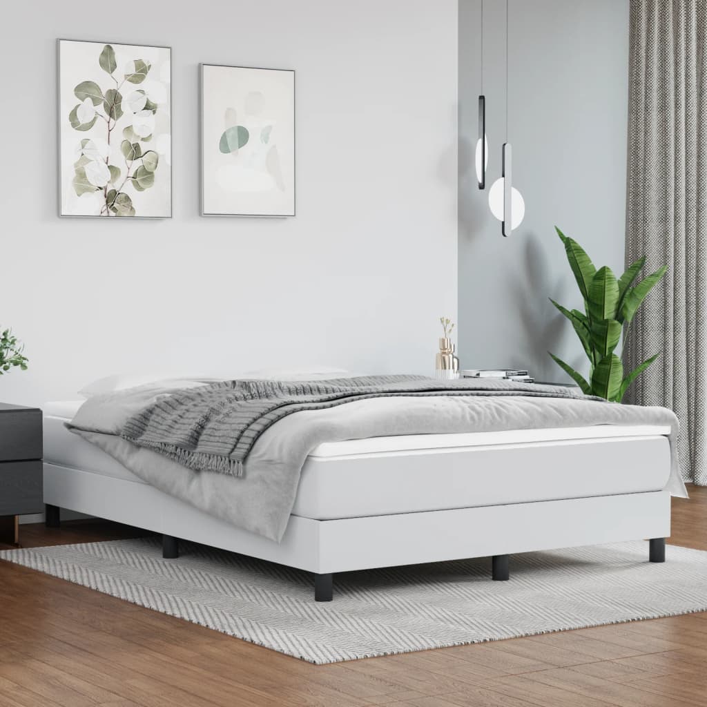 Pocket spring mattress white 140x200x20 cm artificial leather