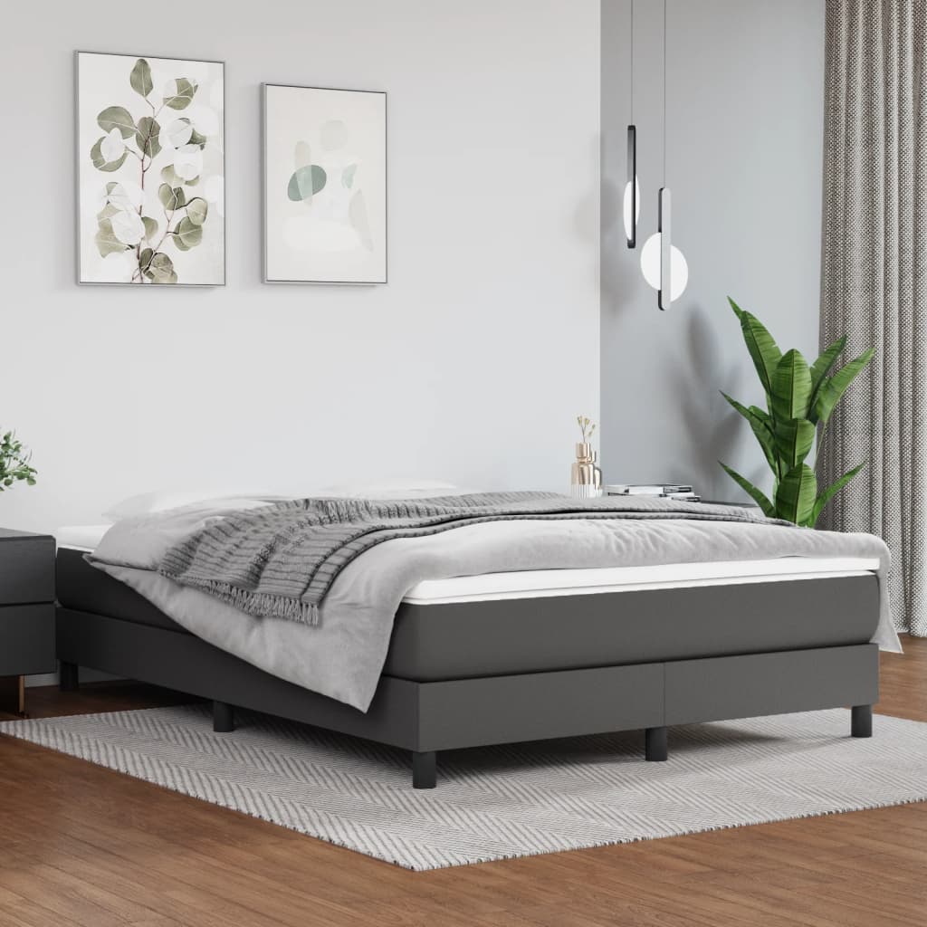 Pocket spring mattress grey 140x200x20 cm artificial leather