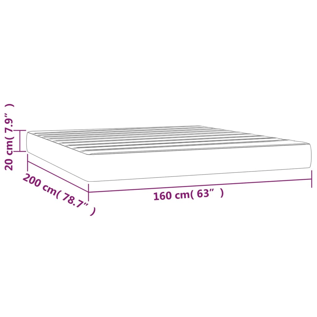Pocket spring mattress black 160x200x20 cm artificial leather