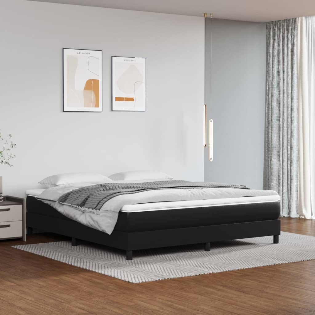 Pocket spring mattress black 160x200x20 cm artificial leather