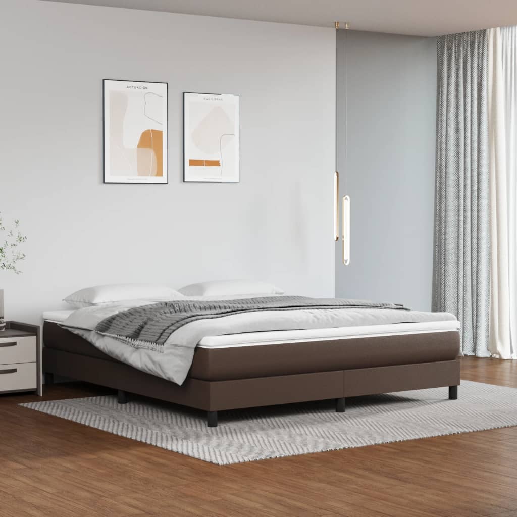 Pocket spring mattress brown 160x200x20 cm artificial leather