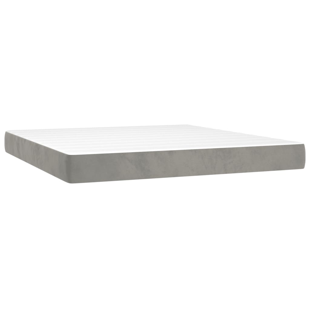 Pocket spring mattress light grey 160x200x20 cm velvet