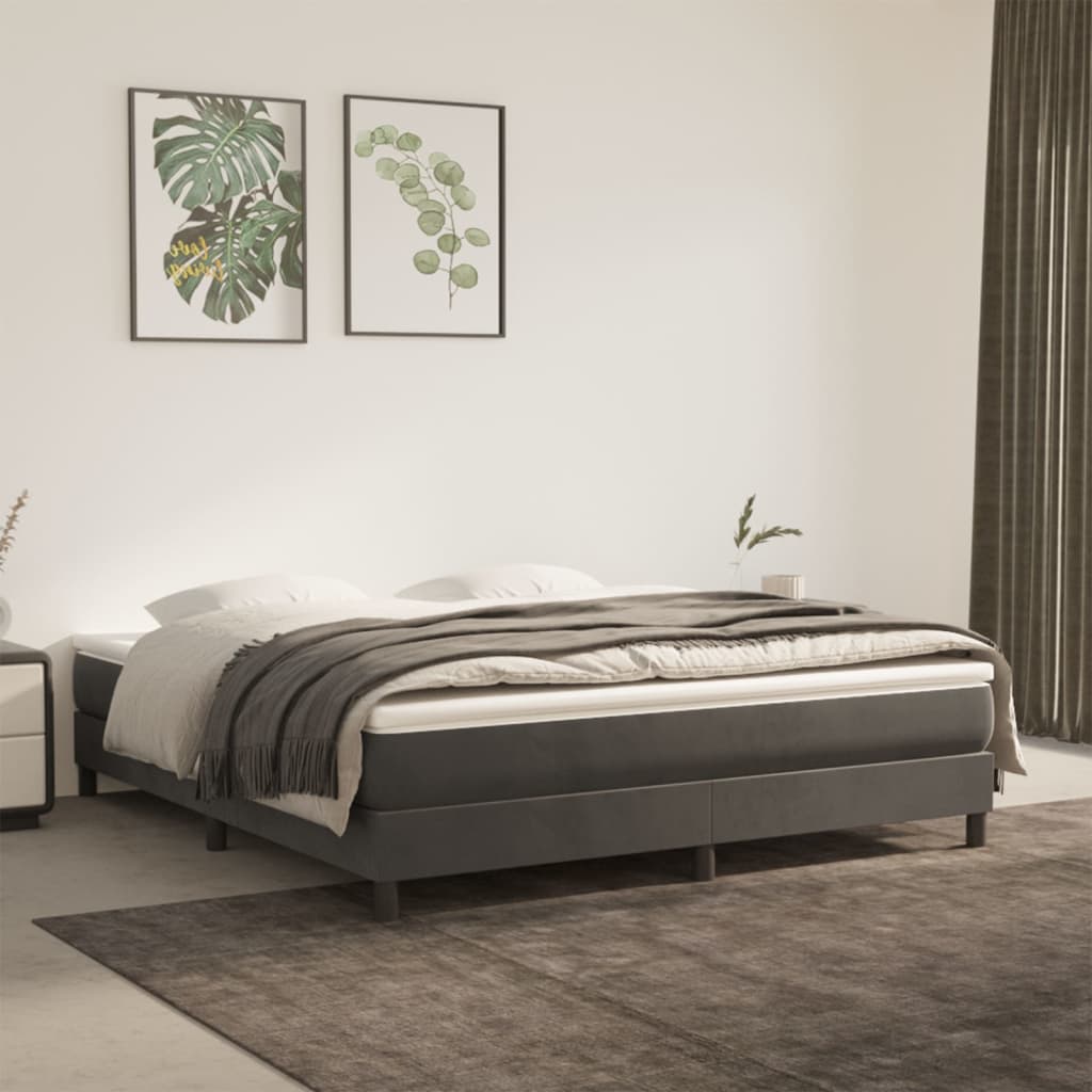 Pocket spring mattress dark grey 160x200x20 cm velvet