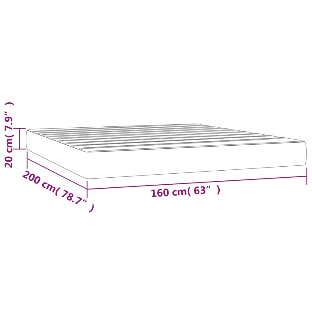 Pocket spring mattress pink 160x200x20 cm velvet