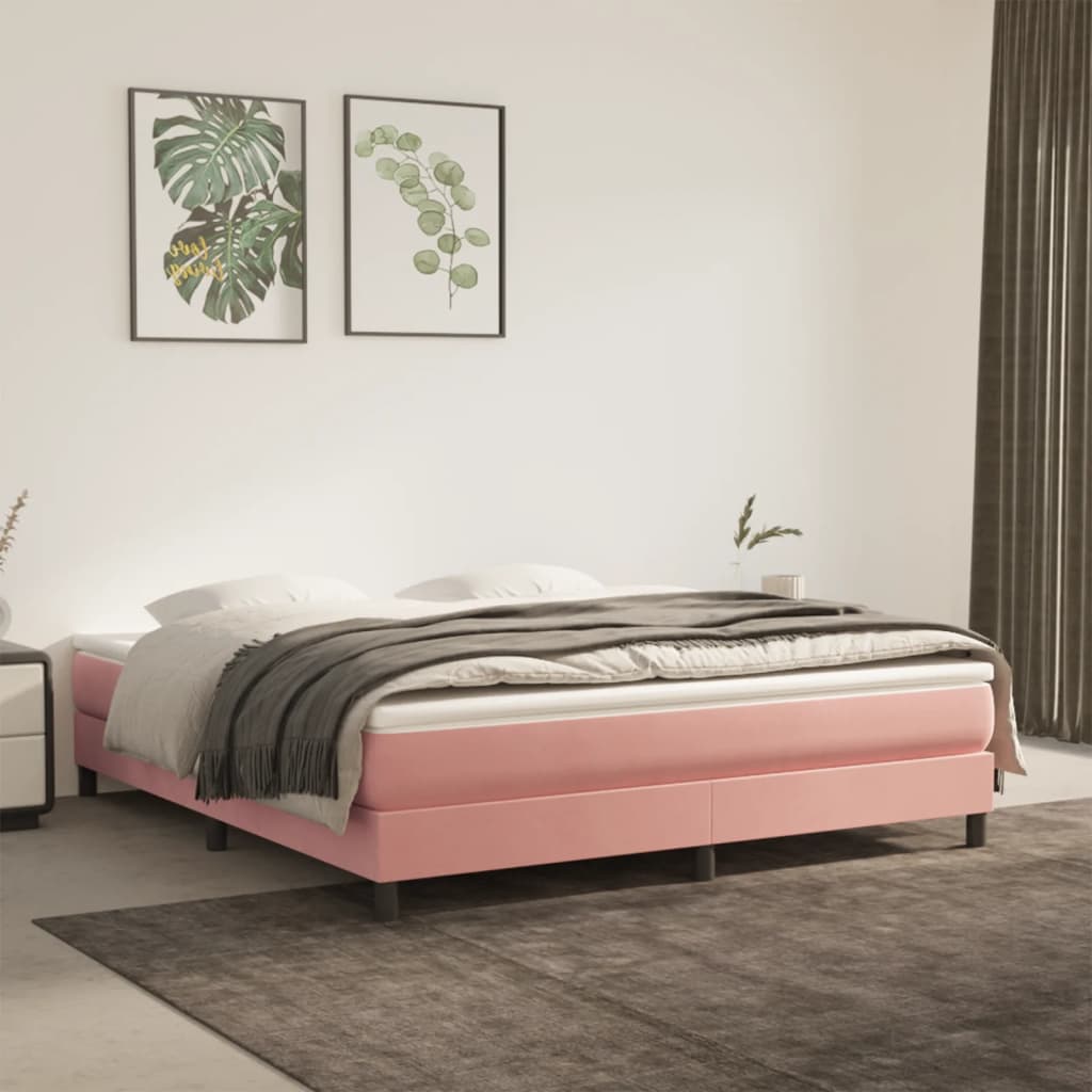 Pocket spring mattress pink 160x200x20 cm velvet