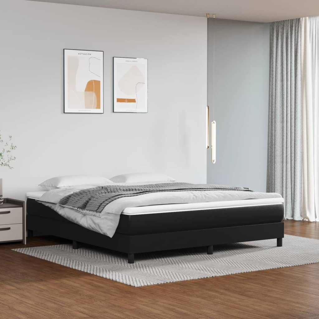 Pocket spring mattress black 180x200x20 cm artificial leather