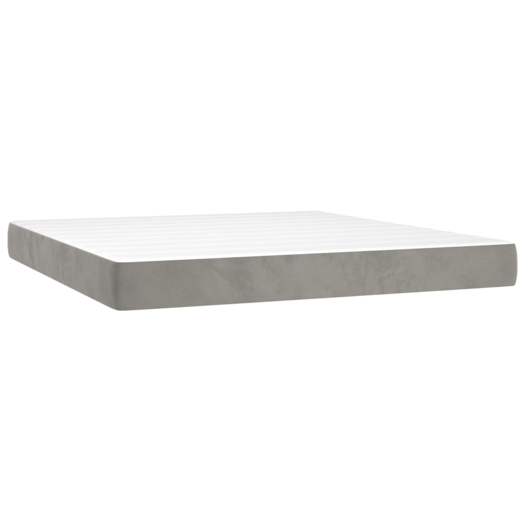 Pocket spring mattress light grey 180x200x20 cm velvet