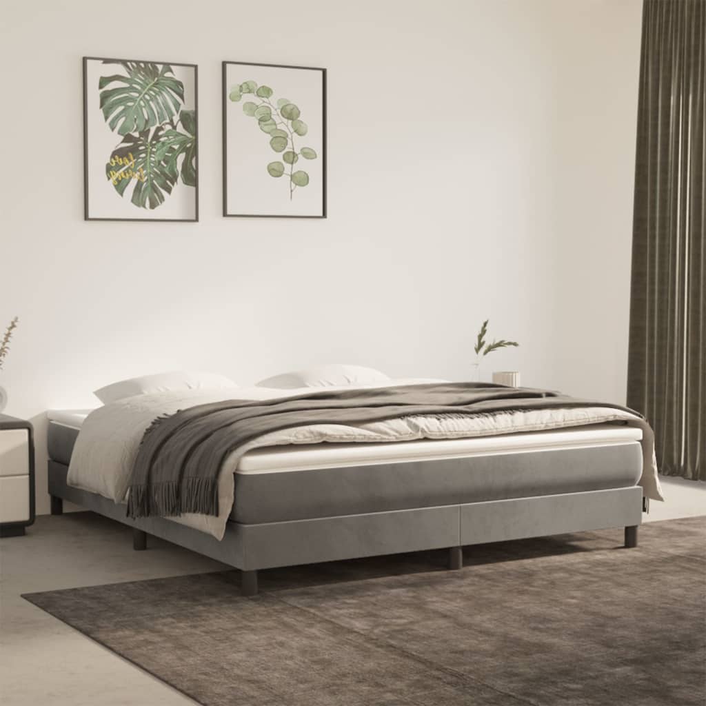 Pocket spring mattress light grey 180x200x20 cm velvet