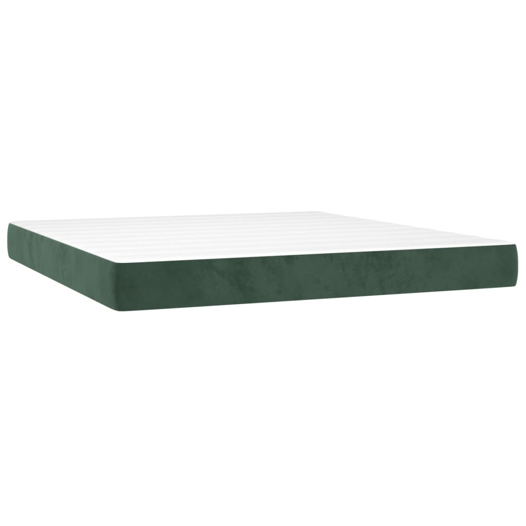 Pocket spring mattress dark green 180x200x20 cm velvet