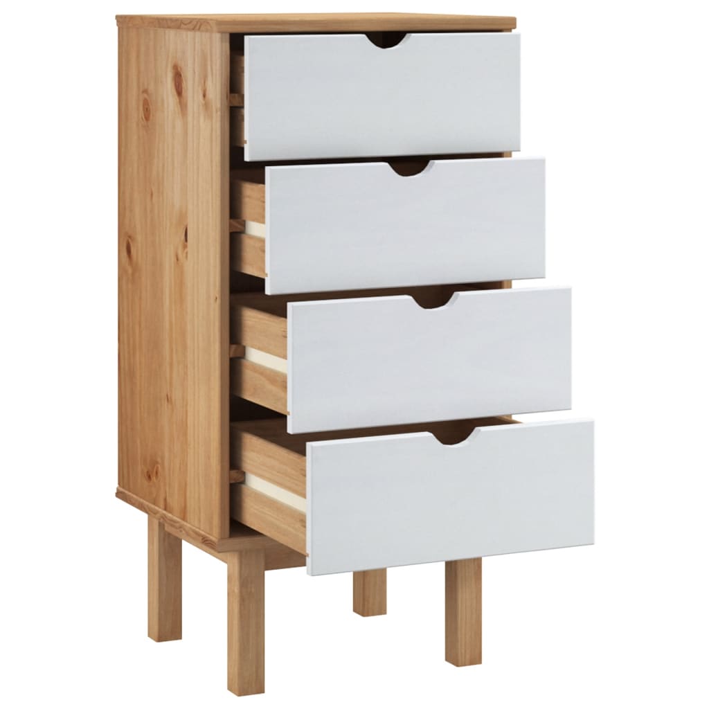 Schubladenschrank OTTA Braun&Weiß 46x39,5x90 cm Massivholz
