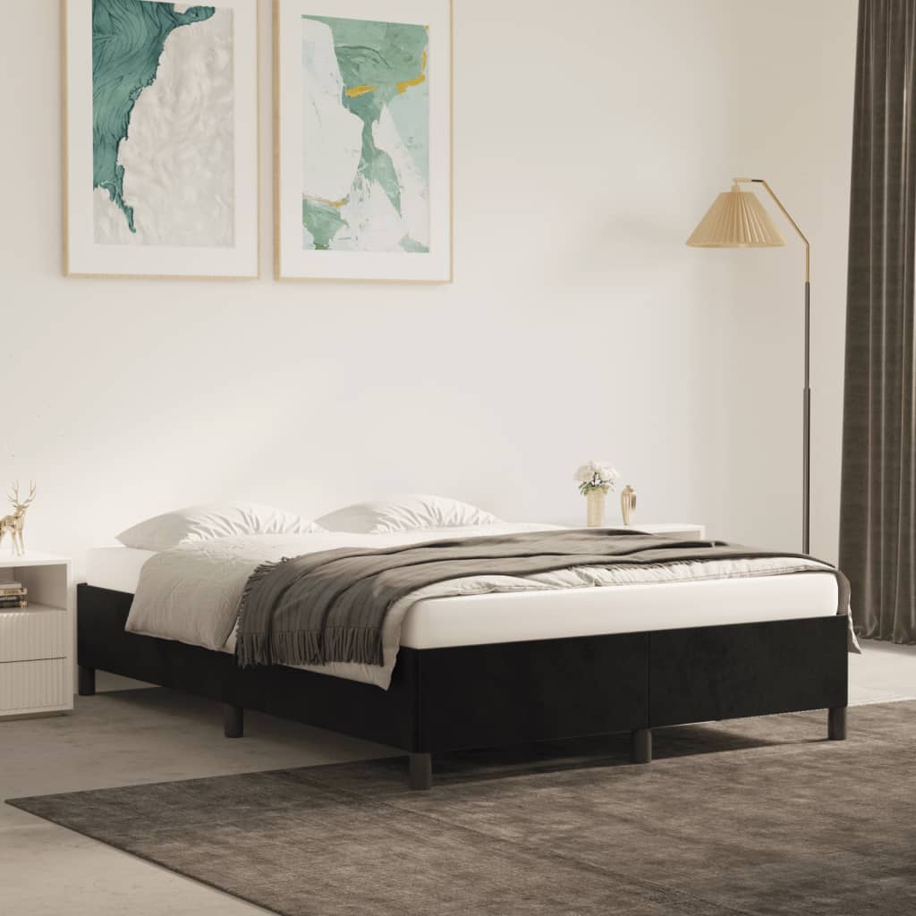 Bed frame without mattress Black 140x190 cm Velvet