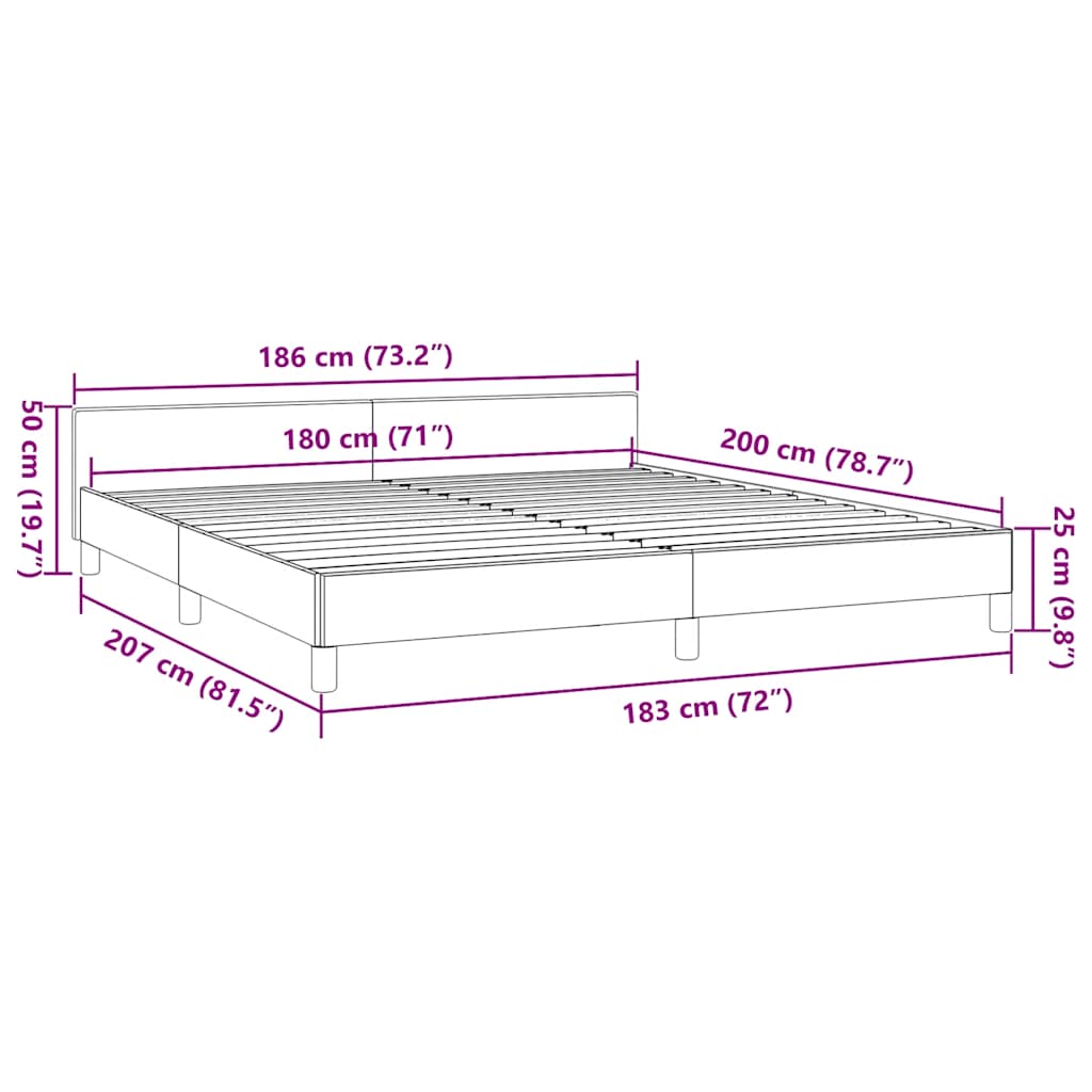 Bettgestell ohne Matratze Dunkelbraun 180x200 cm Stoff