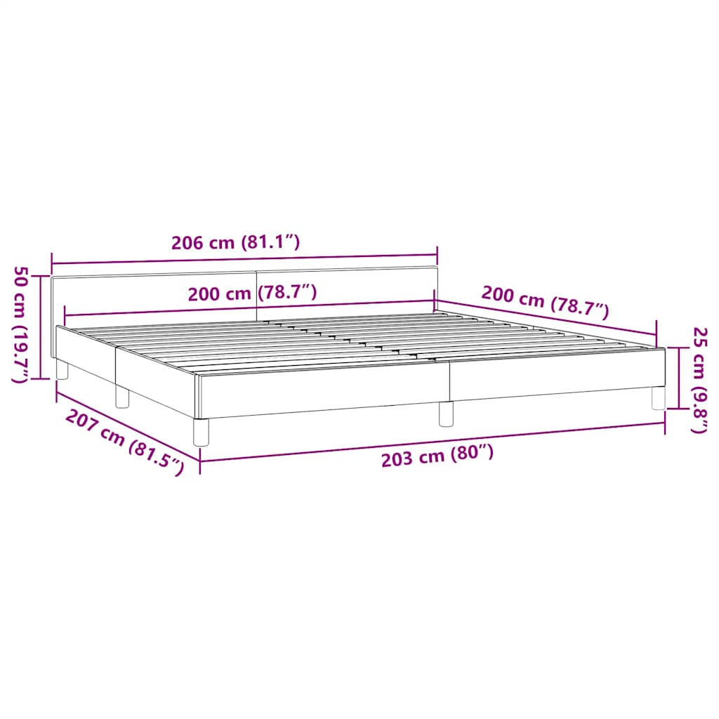 Bettgestell ohne Matratze Schwarz 200x200 cm Stoff