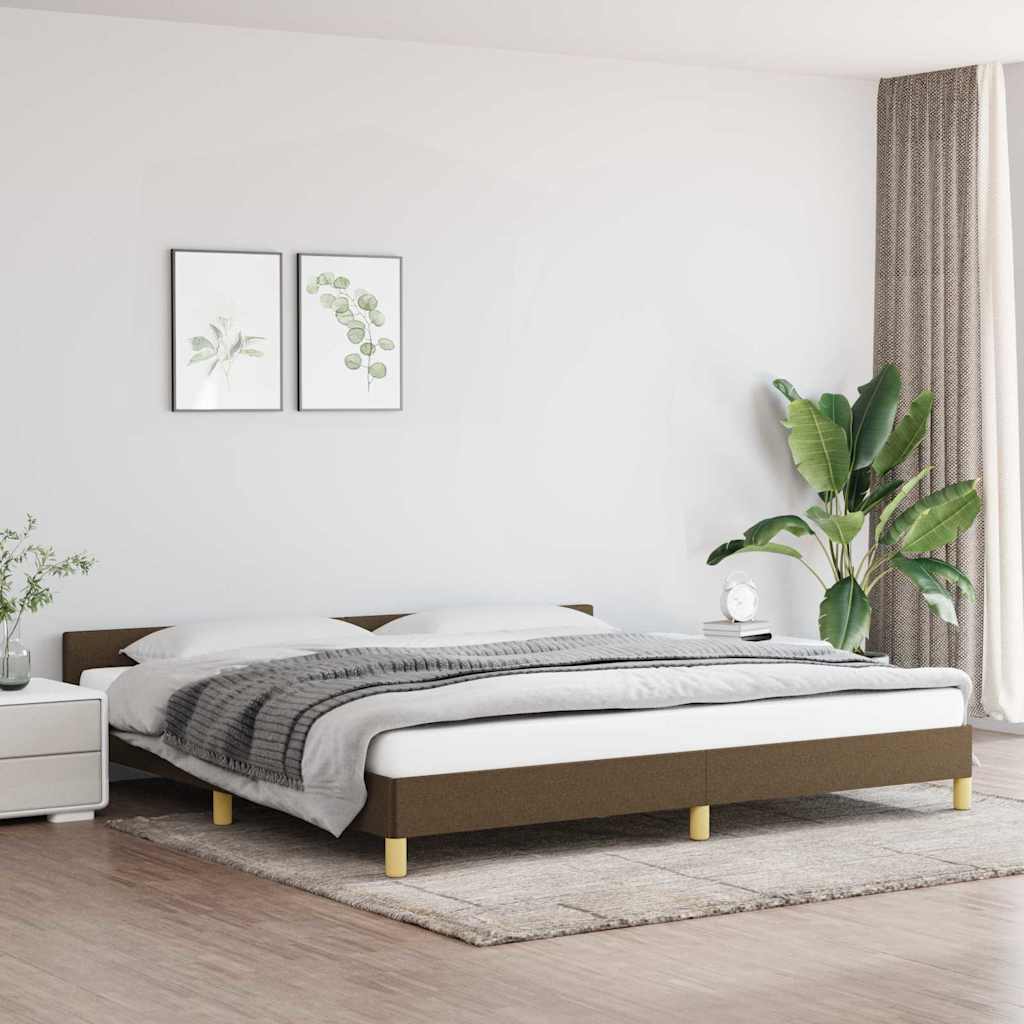 Bed frame without mattress dark brown 200x200 cm fabric