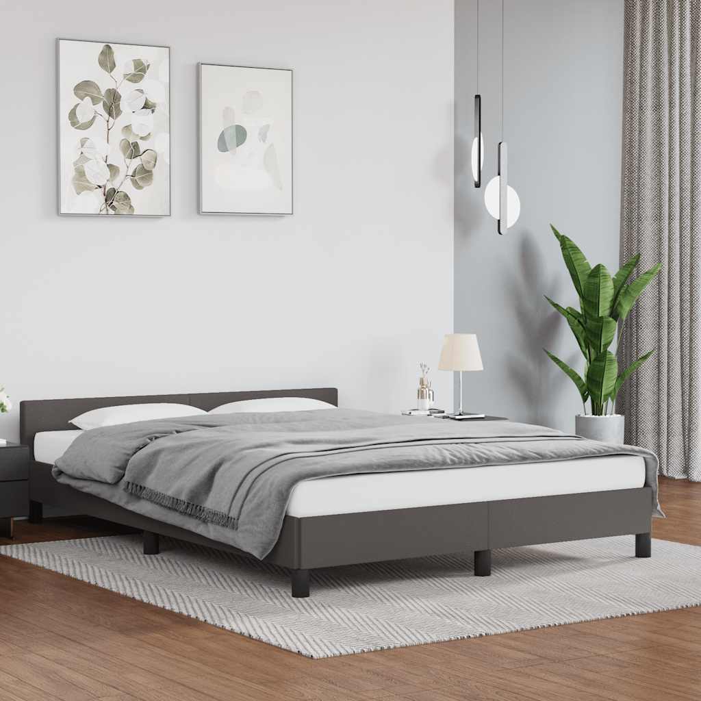 Bettgestell mit Kopfteil ohne Matratze Grau 140x200 cm