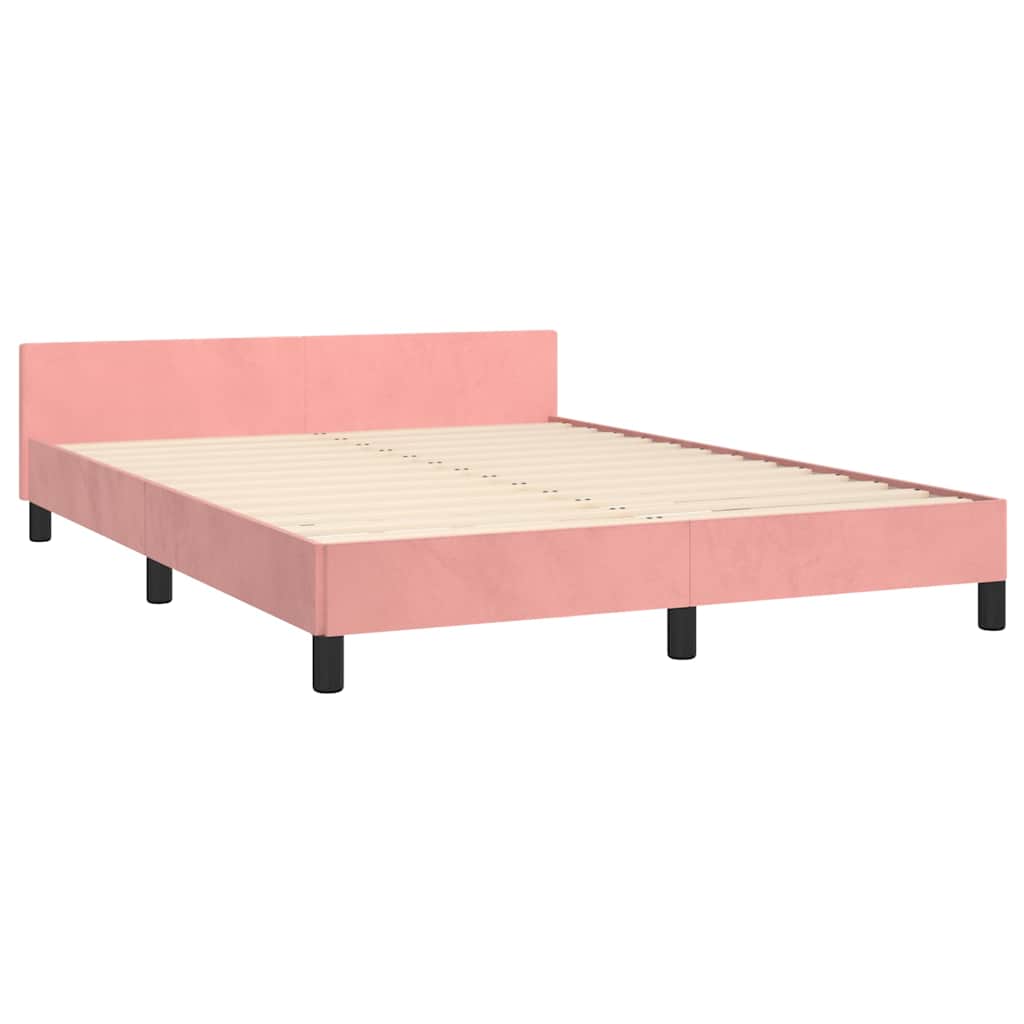 Bed frame with headboard without mattress pink 140x200 cm velvet