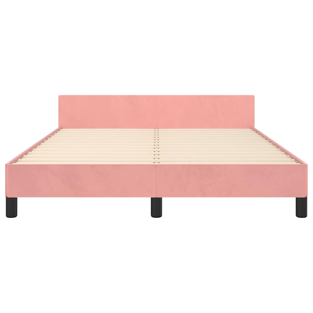 Bed frame with headboard without mattress pink 140x200 cm velvet